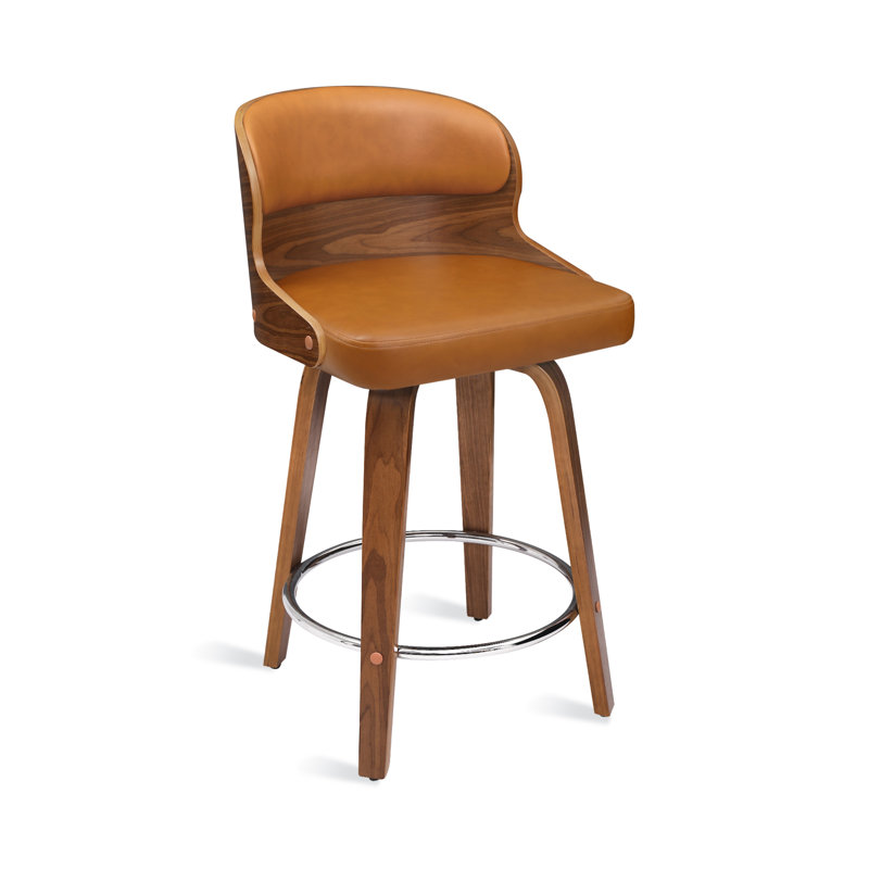 Bresha Swivel Upholstered Counter Stool, Orange