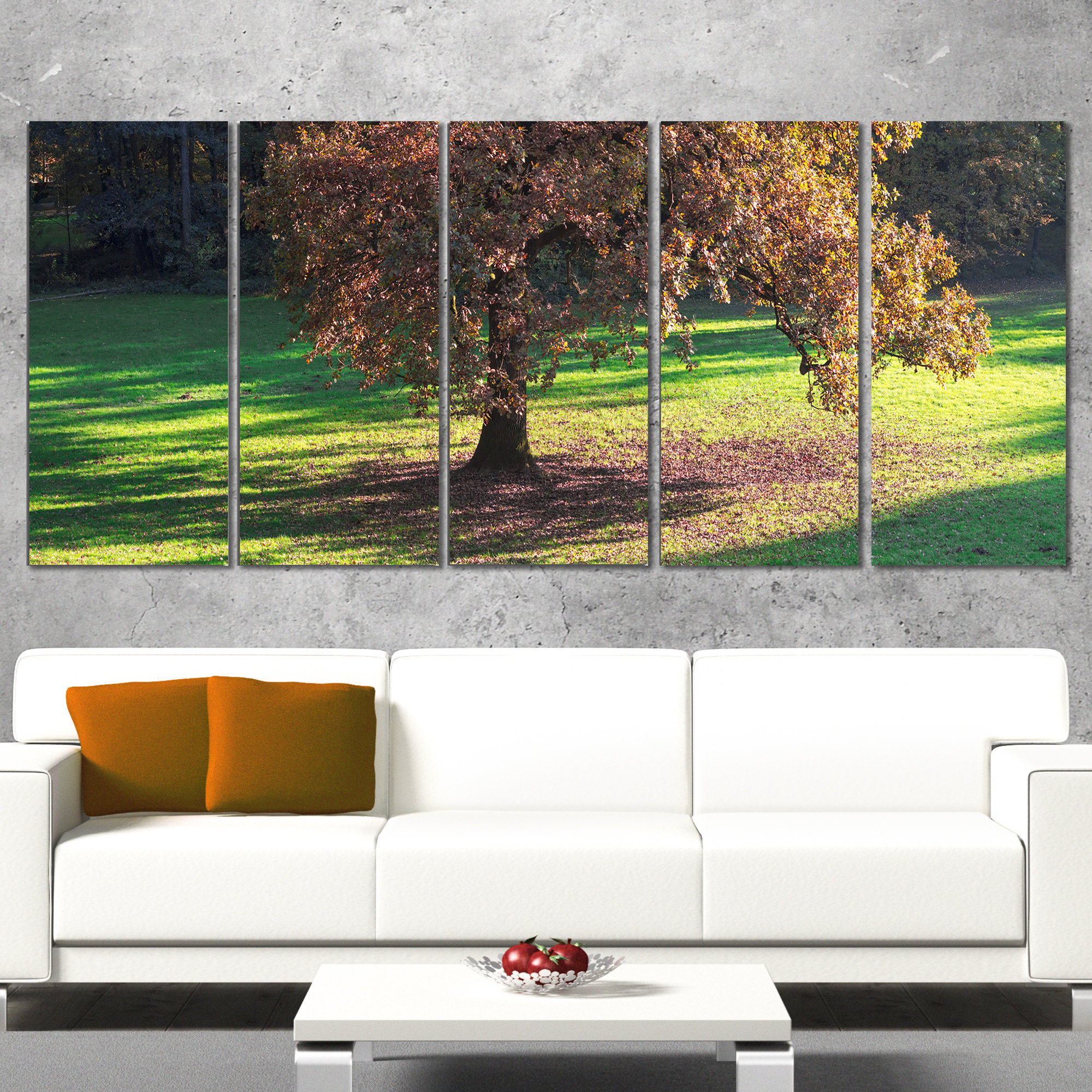 Design Art Lonely Beautiful Autumn Tree 5 Piece Photographic Print on ...