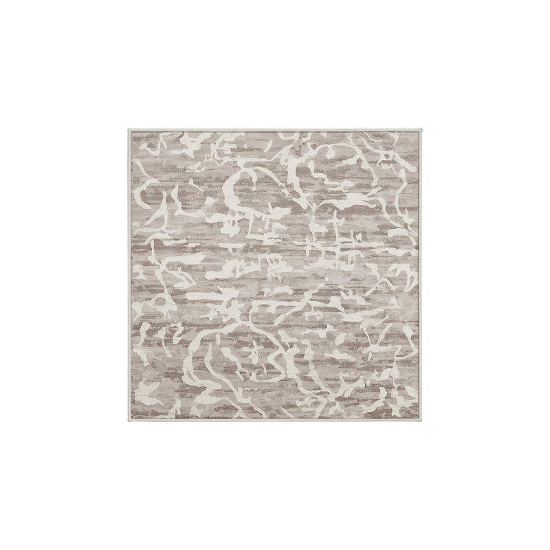 Machine Washable Beige Area Rug, Square 8'