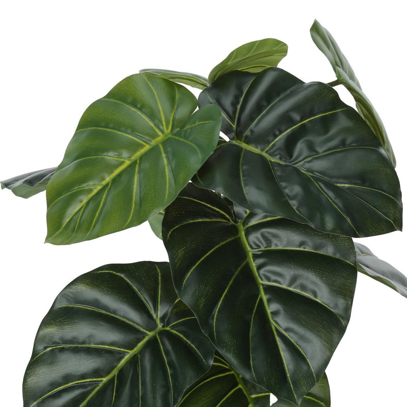 24" Tall Green Alocasia Faux Plant in Black Pot
