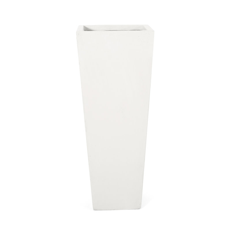 Tapered Outdoor Planter In Magnesium Oxide - 13" L X W 32.5" H, Matte White Finish, Add Beauty To Your Patio, No Assembly 13In 32.5In Enhance Area,