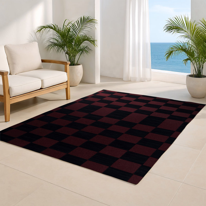 Tapis intérieur / extérieur mauve à carreaux, Rectangulaire 2 pi x 3 pi