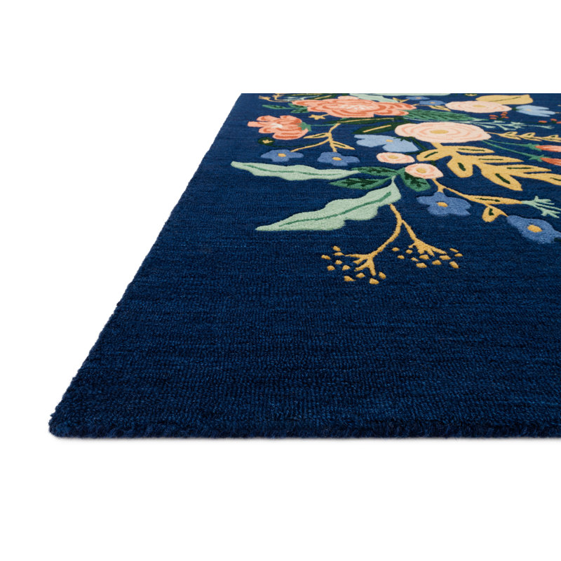 Rifle Paper Co. x Loloi Les Fleurs LES-04 Indigo Mult Rug, Runner 2'6" x 7'6"