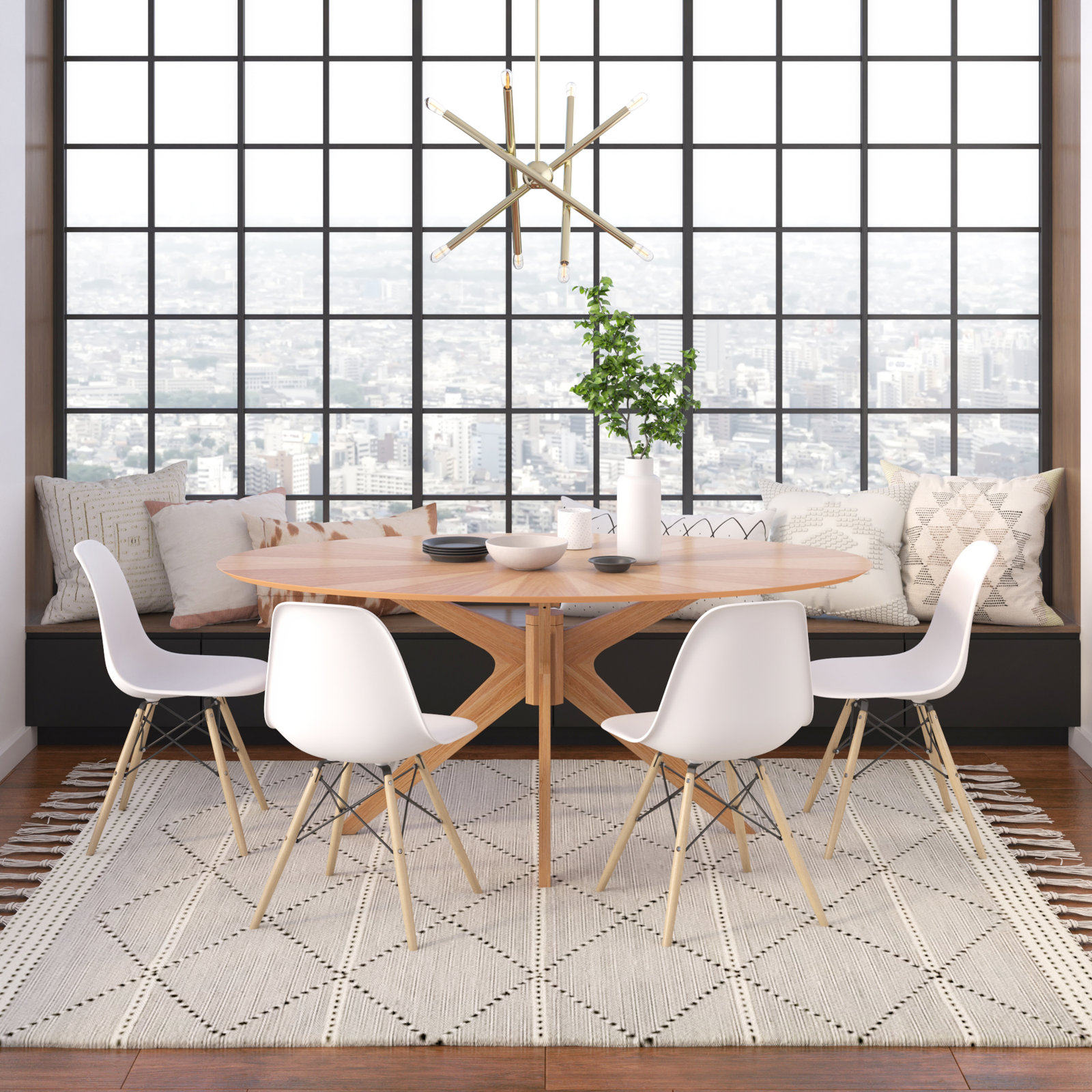 Fenway Single Coffee Table, Natural Top/Natural Base