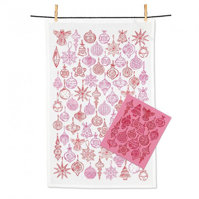 Christmas Ornaments Dishcloth & Kitchen Towel Set