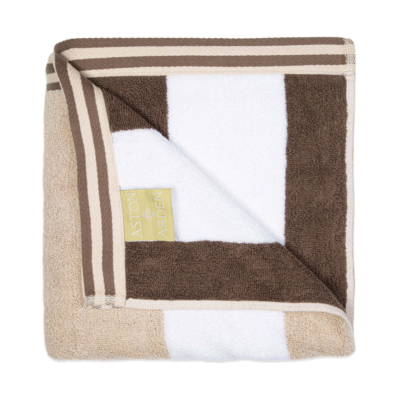 Aston & Arden Reversible Brown and Beige Cotton Beach Towel 30x70