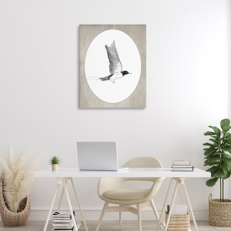 Oiseau en vol, art mural sur toile, H 40 po x l 30 po