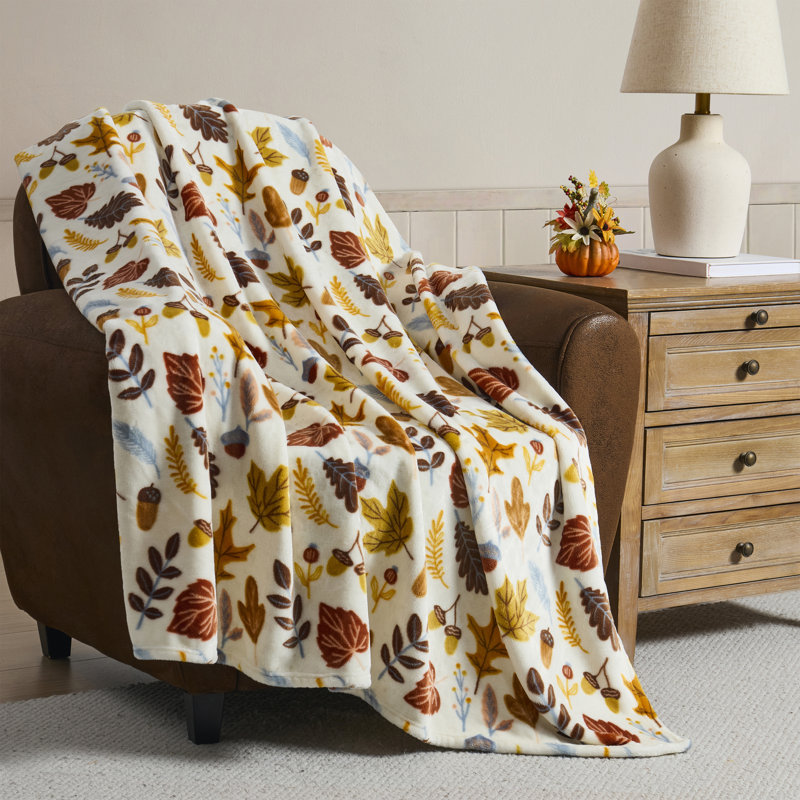 Hallmark Multicolor Willow 50" x 70" Plush Fall Throw Blanket