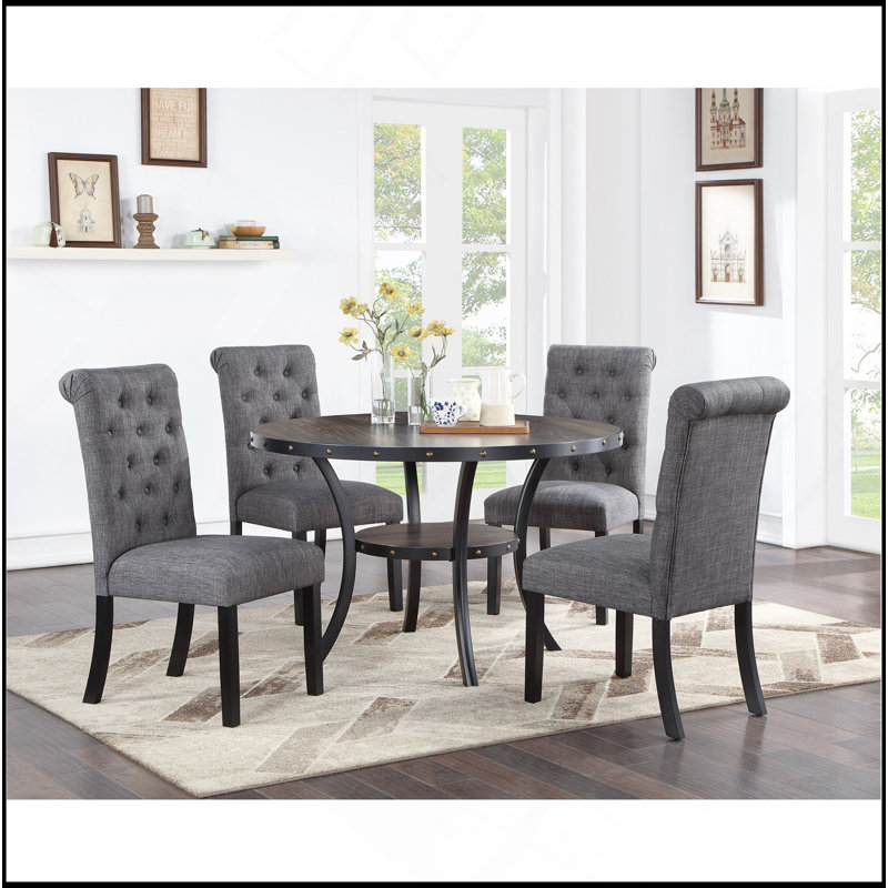 Ensemble de 2 chaises de salle à manger en tissu gris anthracite