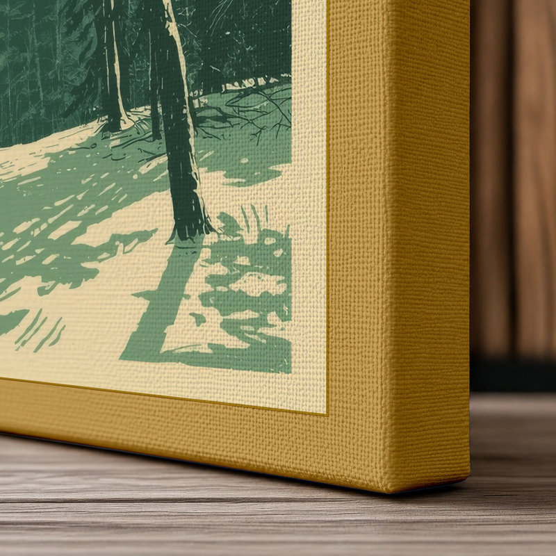 Winter Forest Path Scandinavian - Wrapped Canvas, 24x16 - 61.0 x 40.6 cm, Ochre Border