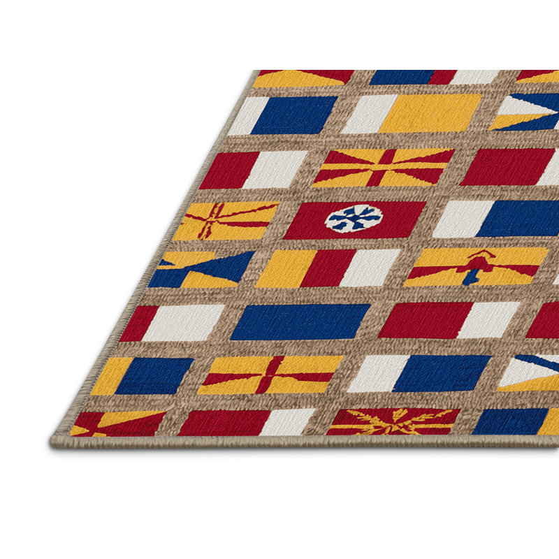 Washable Ships flags Nautical Area Rug, Rectangle 2' x 3'