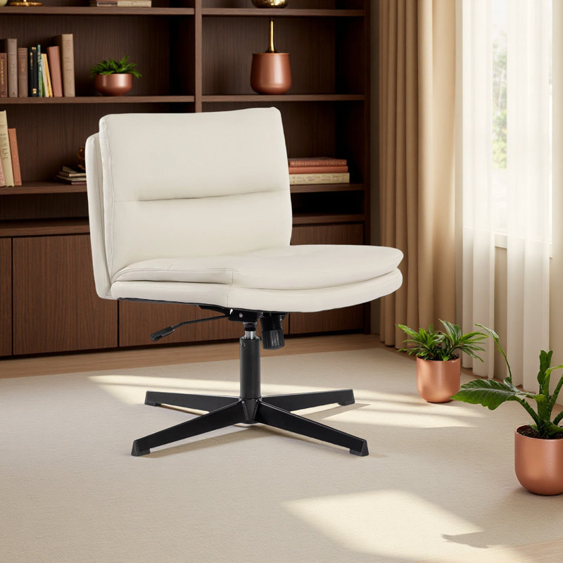 Chaise de bureau en polyuréthane sans accoudoirs, Blanc