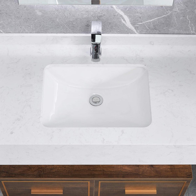 Lavabo de salle de bain rectangulaire encastré avec trop-plein