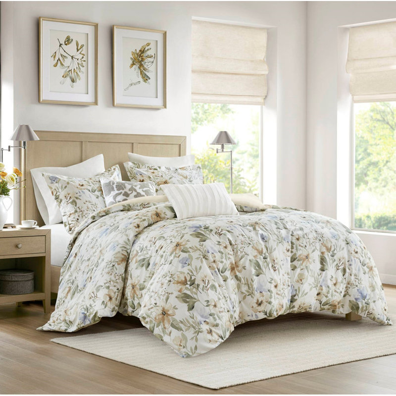 5PCS Cotton Sateen Print Duvet Set, Queen  