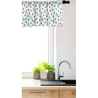 Ambesonne Forest Valance Pack of 2 Woodland with Pine Trees Green Charcoal Grey White -  val-2_90392_12x54