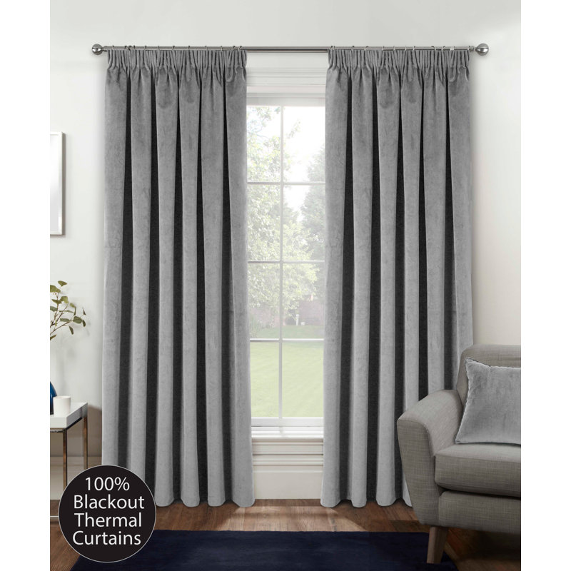 Alene Blackout Curtains, 168cm Width x 213cm Drop, Grey, 1