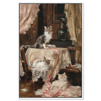 Kittens at the Table Canvas by Art Remedy