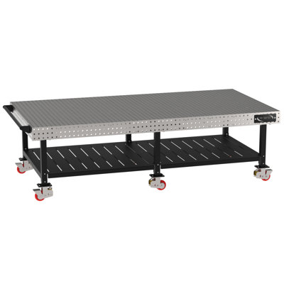 Classroom Welding & Fixture Table, Carbon Steel Top, Mobile, Powdercoat Legs, Casters