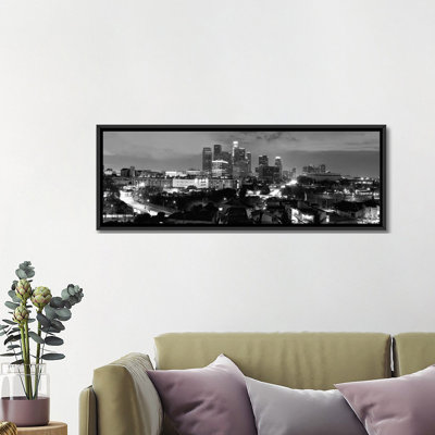 " Los Angeles Panoramic Skyline Cityscape (Black & White - Night) " by Unknown Artist