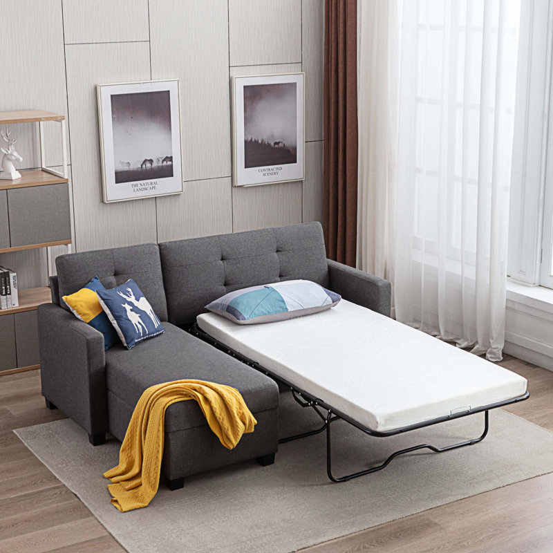 Canapé modulaire 2 pièces rembourré, Lin gris