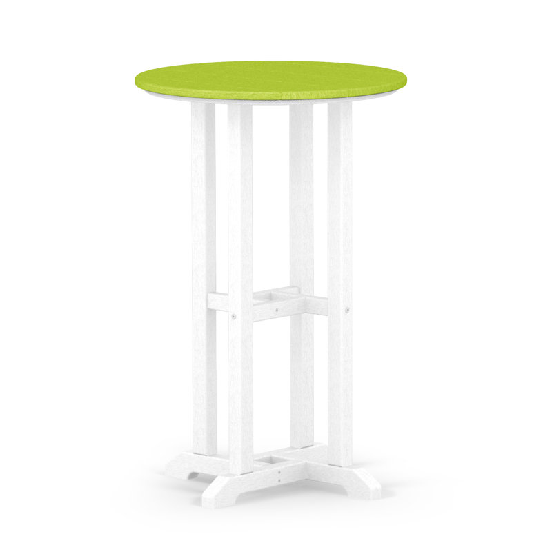 POLYWOOD Tables Round Dining Table, 29" H x 24" W x 24" L, White / Lime