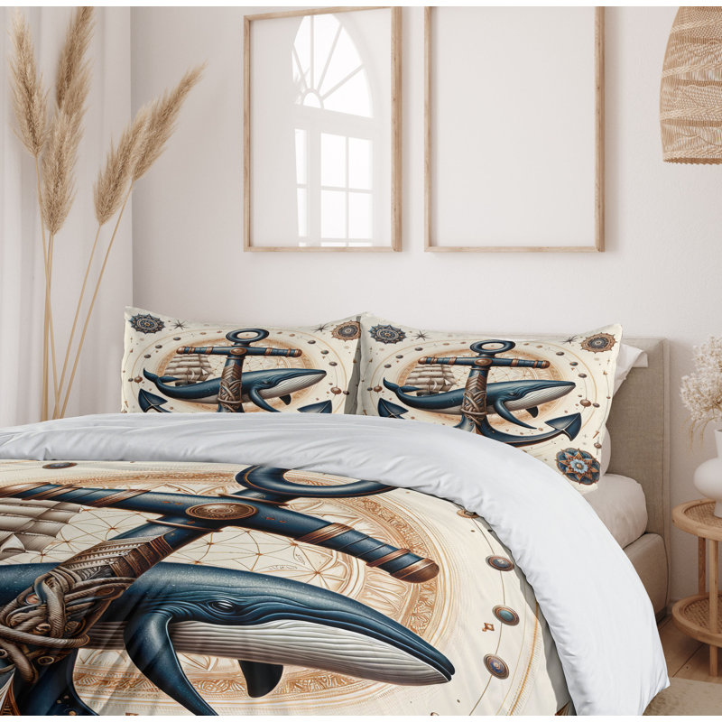 Nautical Duvet Cover, California King Duvet Cover + 2 Standard Shams