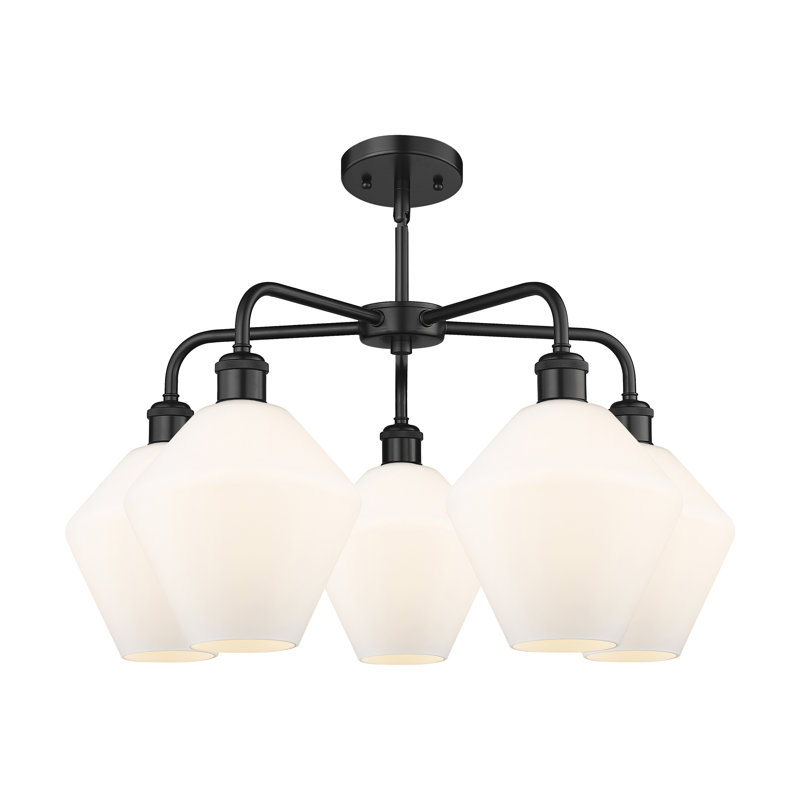 Lustre à 5 lumières, Blanc mat, Noir mat
