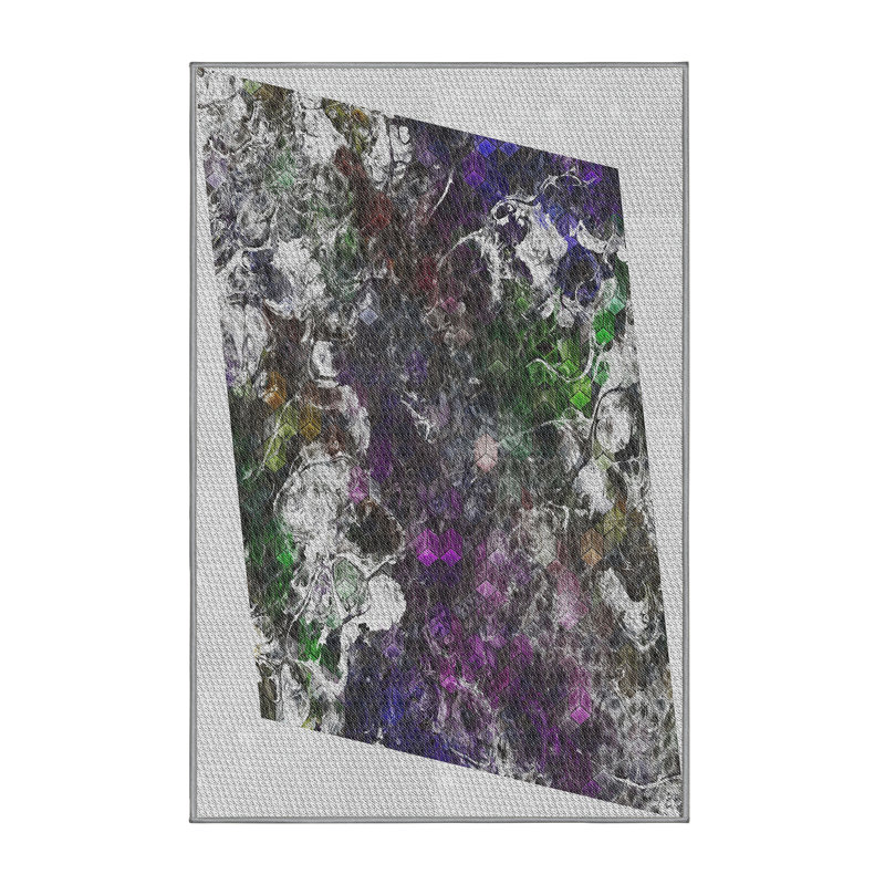 Tapis gris/vert à motifs, Rectangle 4 pi x 6 pi