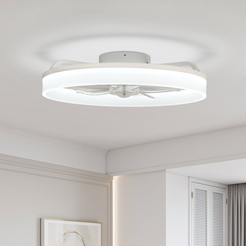Blodgett 20“ Modern Flush Mount Ceiling Fan with Light Quiet Reversible DC Motor Dimmable 3-Color LED Remote Control Timer