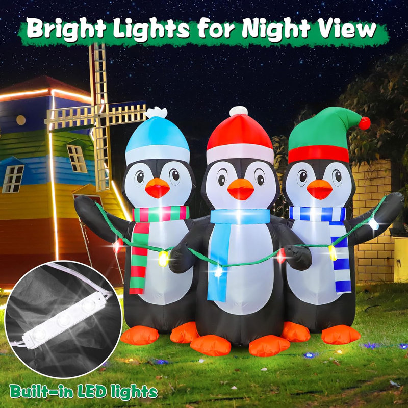 Décoration de Noël gonflable pingouin 6 pi, sauter 3 mignons pingouins