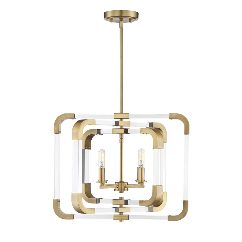 Anrea 4-Light Foyer Chandelier in Warm Brass, Warm Brass