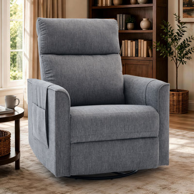 GEEYOO Recliner Chair, 360° Swivel Rocker Recliner for Adults, Dual Motor Recliner with Side Pockets for Living Rooom & Bedroom
