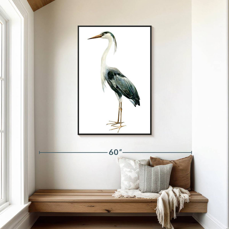 Profil du héron, Cadre flottant noir, 29 po x 43 po