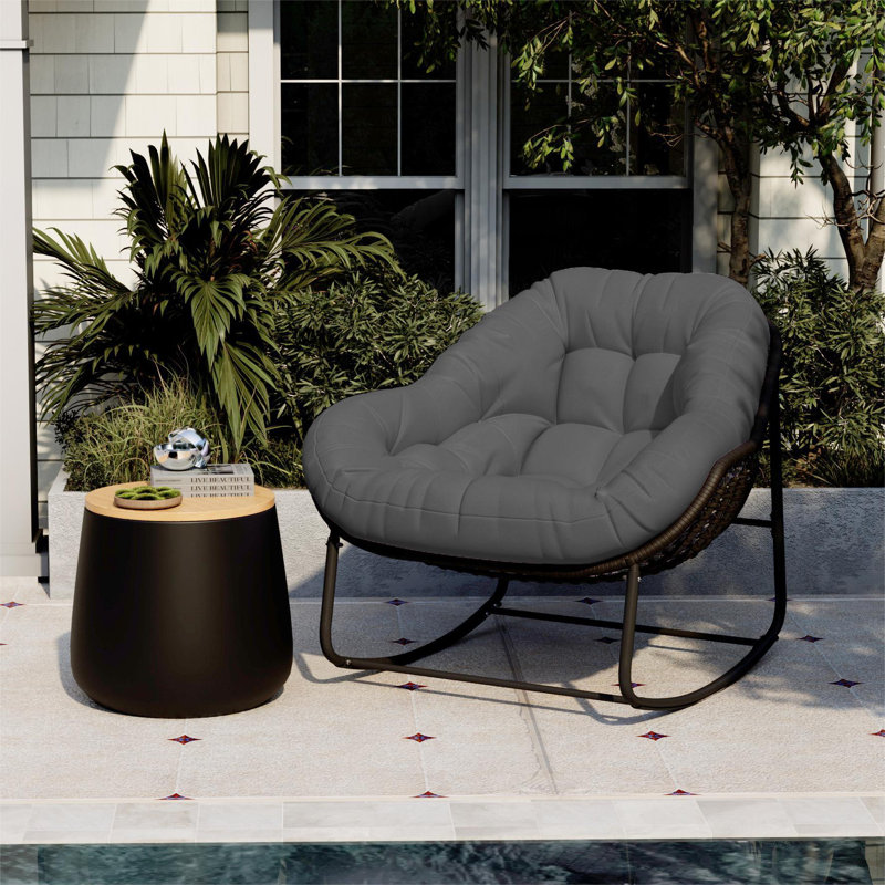 Cadynce Powder Coated Steel Outdoor Chair, Dark Gray, Black