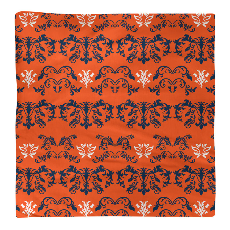 Damask Square Napkin, Blue/Orange/White, Cotton, 10" W x 10" L