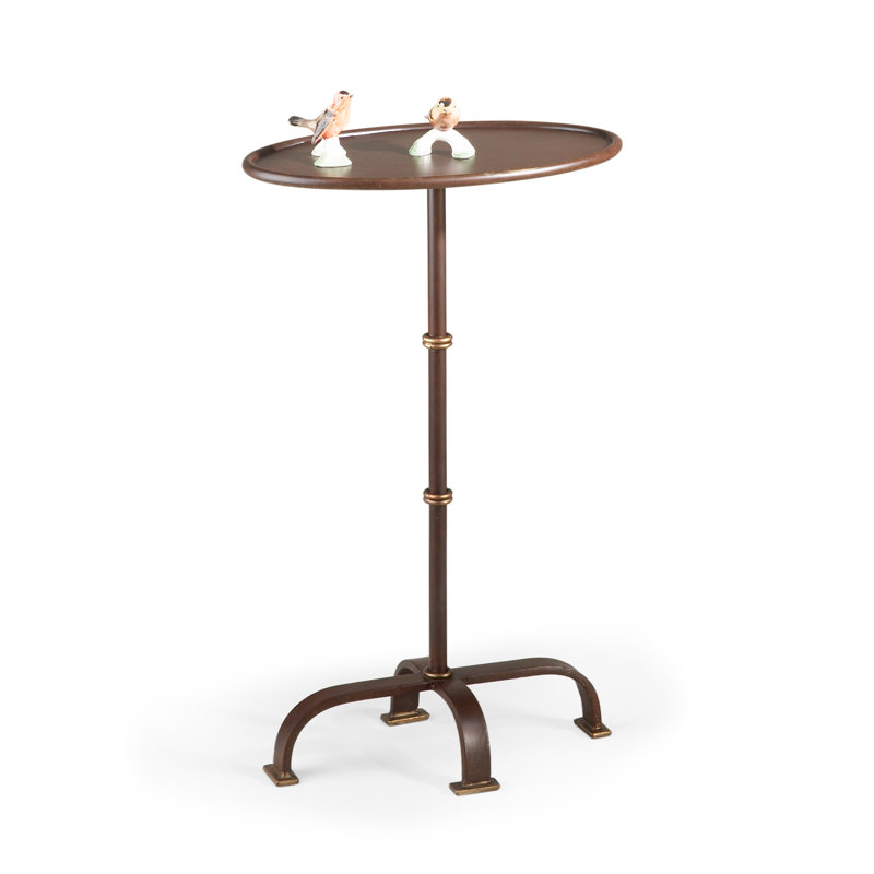 Round Metal and Wood Industrial Side Table