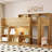Space-Saving Full Loft Bed in Wood with LED, Built-In Desk and Storage Shelves, Walnut-1380370910