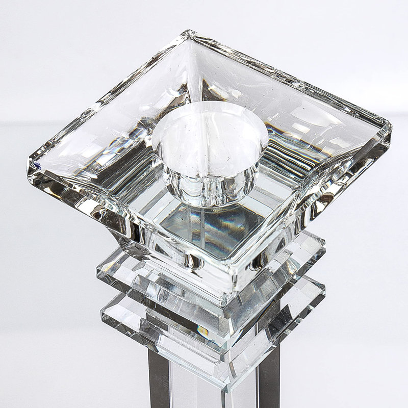 Lead Free Crystal Tabletop Candlestick, 9.25" H x 3.15" W