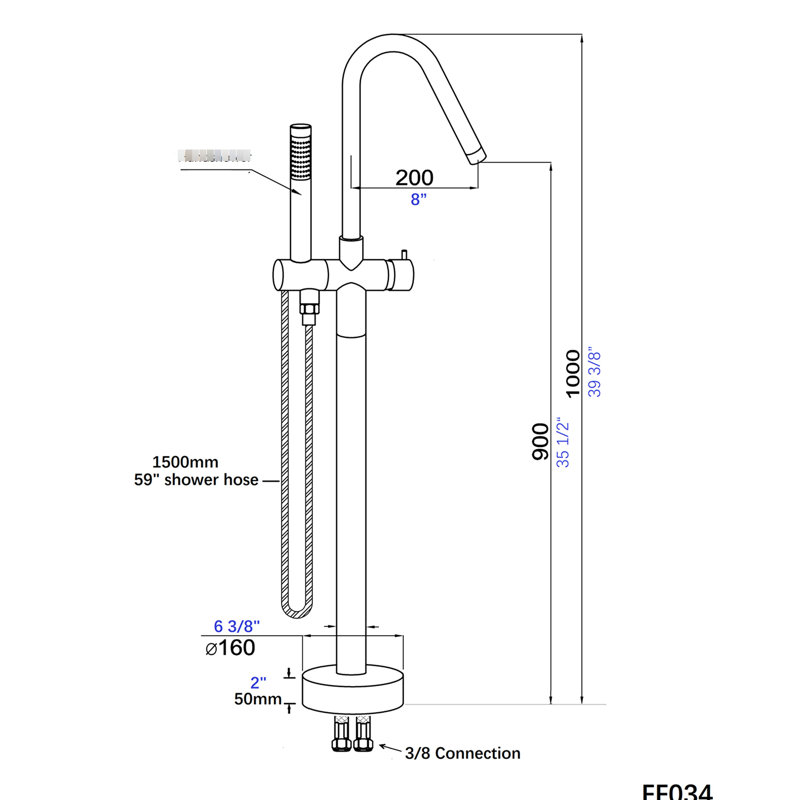 Freestanding Bathtub Faucet With Hand Shower And Excellent Water Flow Stable Spray Effect