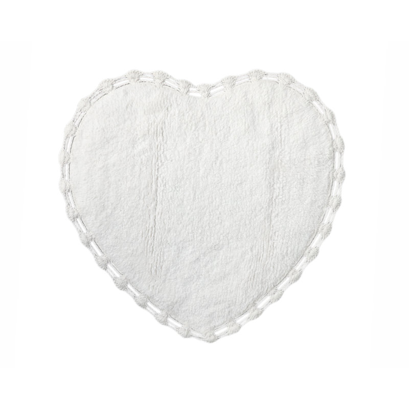 Cotton Blend Non-Slip Bath Rug, White