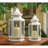 Small Victorian Candle Lantern | Vintage White Iron Decor