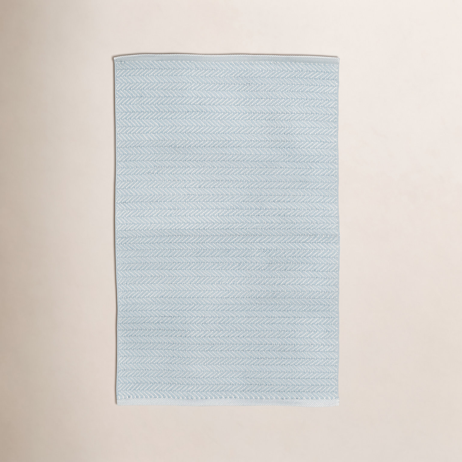 Herringbone Pearl Hand-Woven Outdoor Rug, Rectangle 7'6" x 9'6", Light Blue/Ivory