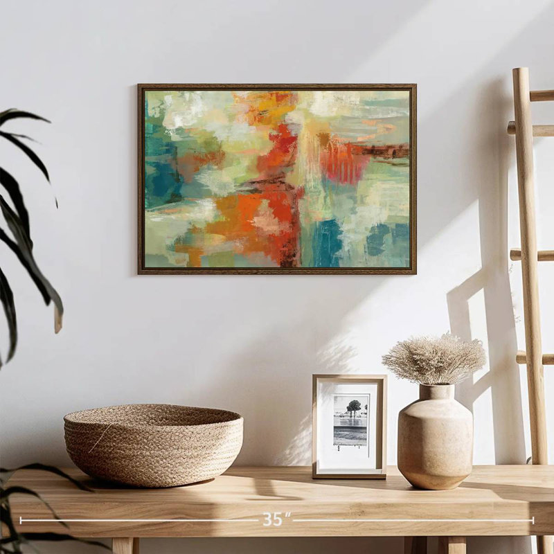 Récif de corail, 19 po x 13 po, Cadre flottant noyer