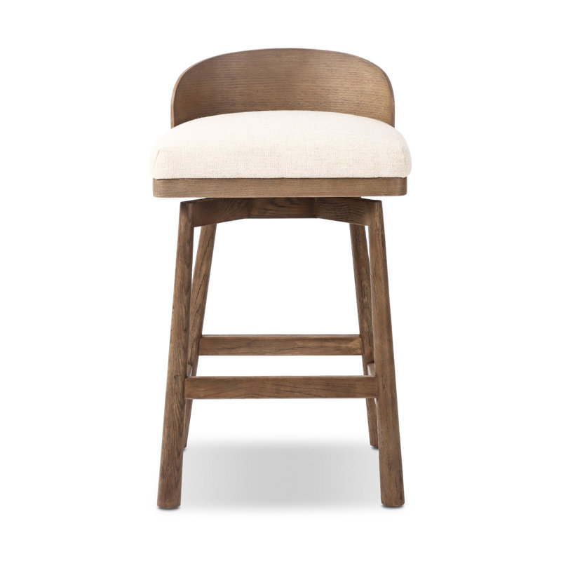 Cloris Swivel Stool-Altair Sienna-Counter & Bar, Counter Stool (26.97" Seat Height), Thames Cream Polyester Blend
