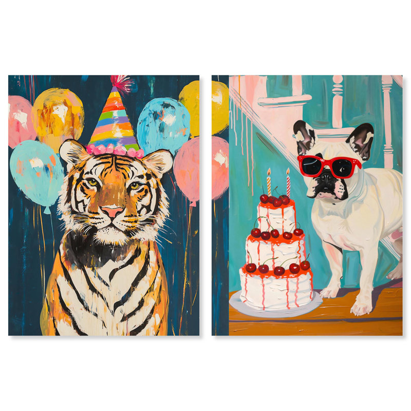 Fête d'animaux, impression sur toile par Art Remedy, H 54 po x l 36 po