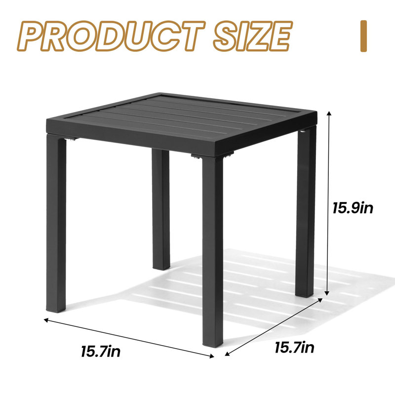 Rectangular Metal Outdoor Side Table, Black