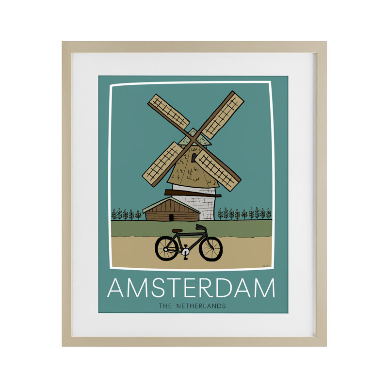 Affiche Amsterdam Windmill, reproduction encadrée sous verre, conception de Hugo Edwins, H 21 po x l 17 po