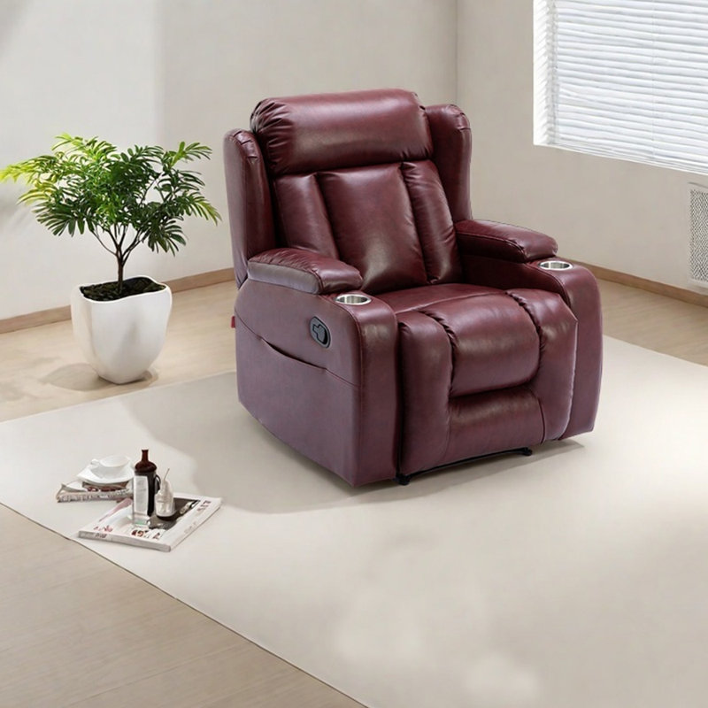Une chaise longue ergonomique et confortable, Simili cuir rouge vin