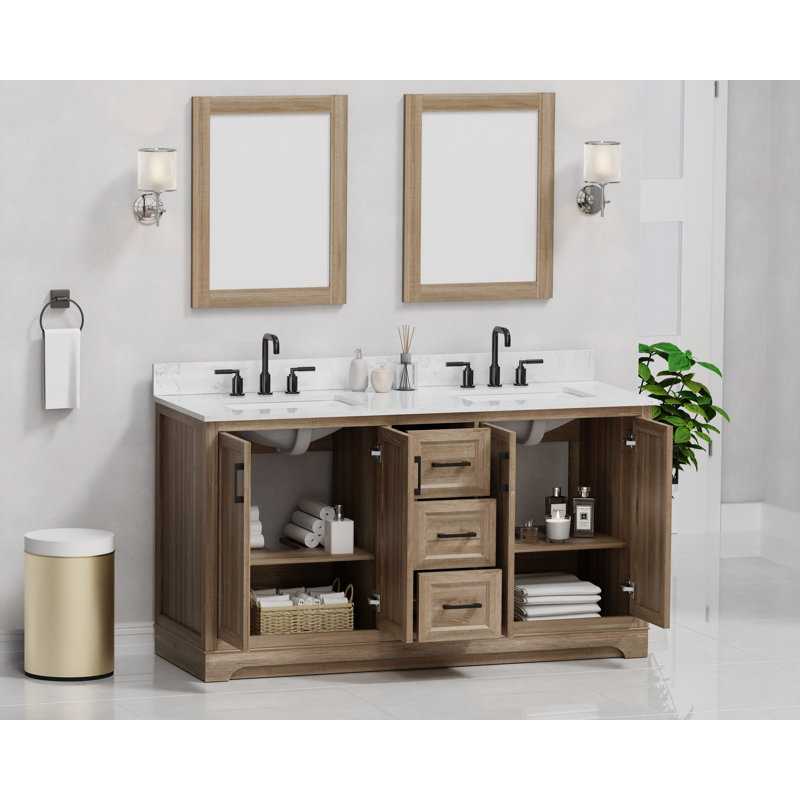 Retford 60" Double Vanity With Engineered Marble Top, Pre Assembled