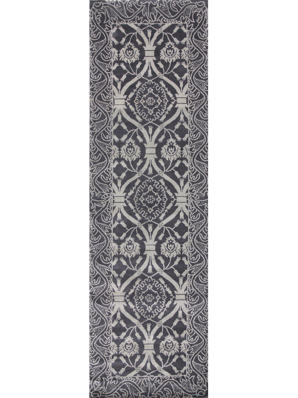 Savannah Hand Woven Silk and Wool Oriental Area Rug, Runner 3' x 8'